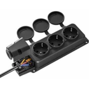 3-Hole Outdoor Power Outlet Black